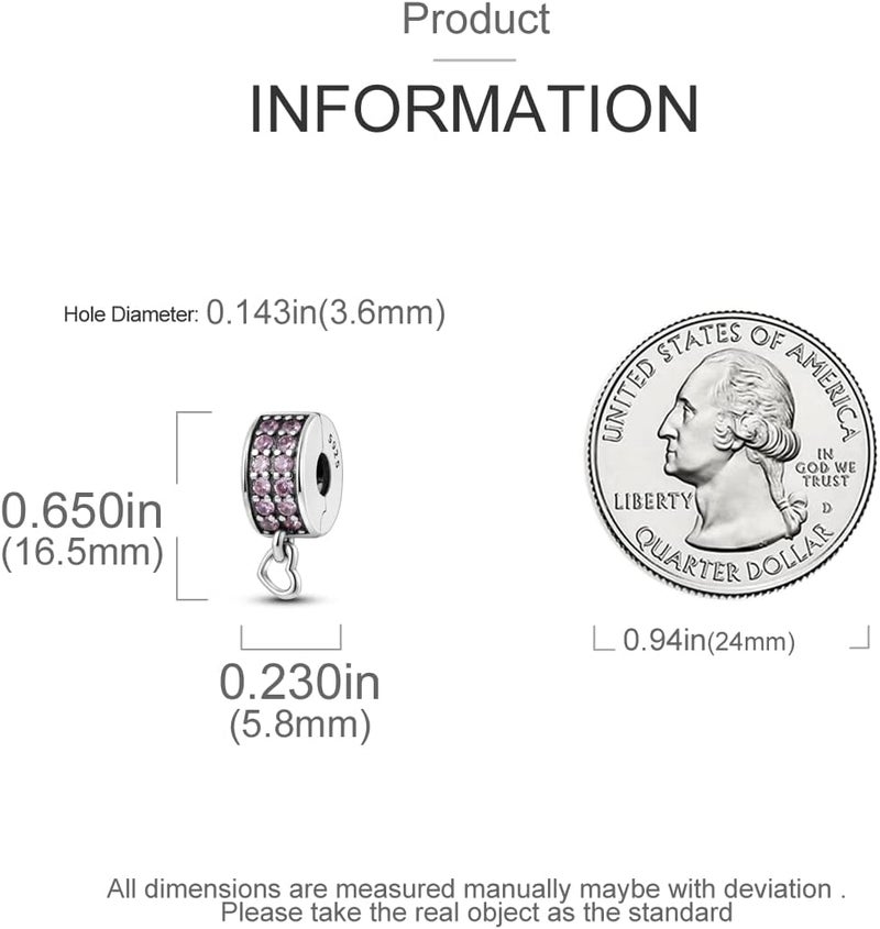 Parmuz Clip Spacer Charm for Bracelet 925 Sterling Silver Pave Cubic Zirconia Clip Lock Spacer Stopper Bead Star Moon Evil Eye charms Jewelry Gift for Woman - Image 5
